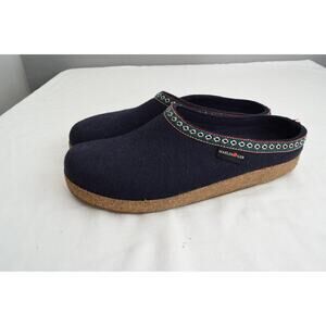 Haflinger GZ Clogs Mens EU 46 13 Gray Boiled Wool Clogs Cork Boho Germany Blue